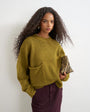 Topshop knitted crew neck front pocket jumper in corn