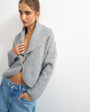 Topshop knitted shawl collared cardigan in smoke