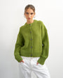 Topshop knitted boxy deep rib cardigan in green