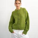 Topshop knitted boxy deep rib cardigan in green