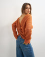 Topshop knitted knot back detail jumper with wool in terracotta