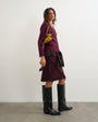 Topshop knitted scoop neck cardigan in mulberry
