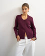 Topshop knitted scoop neck cardigan in mulberry