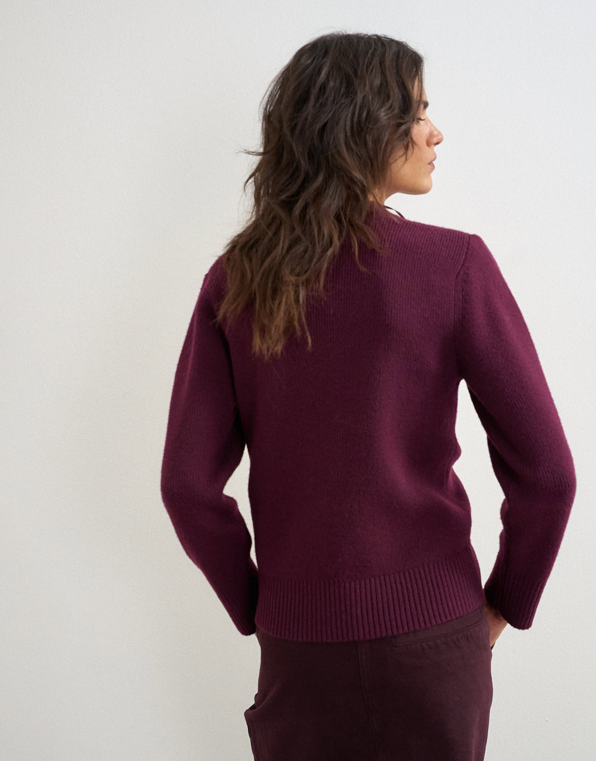 Topshop knitted scoop neck cardigan in mulberry