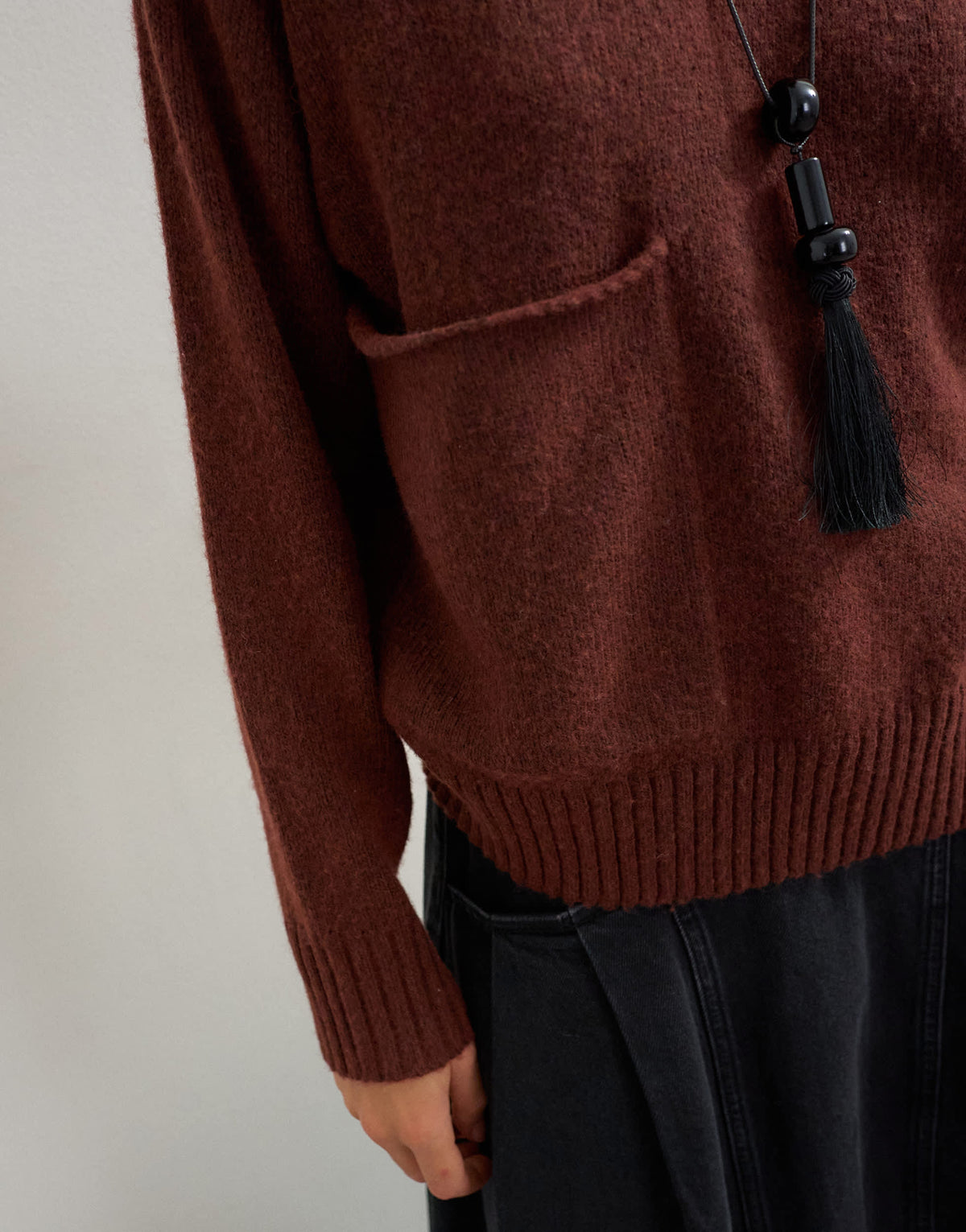 Topshop knitted pocket jumper in cinnamon