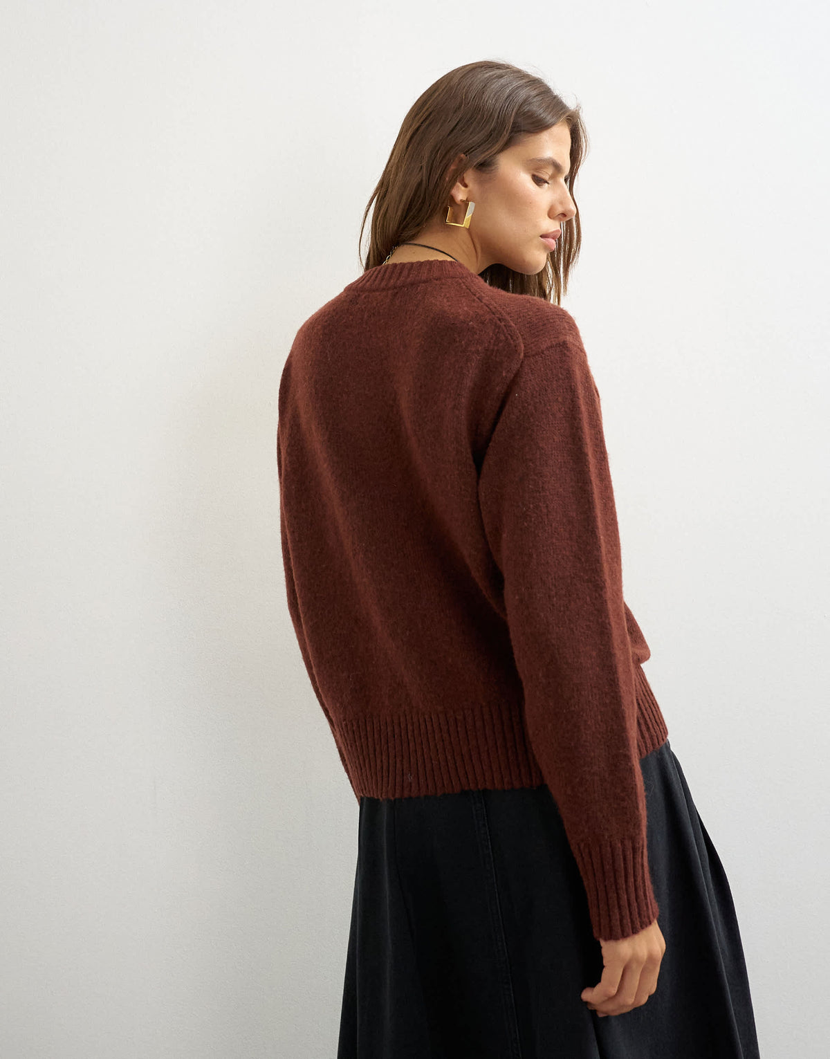 Topshop knitted pocket jumper in cinnamon