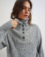 Topshop knitted cable stitch funnel neck jumper in grey