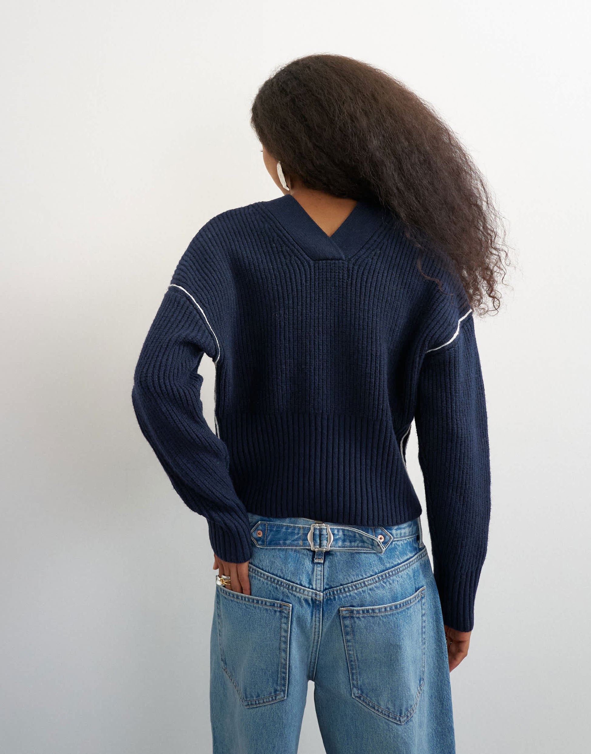 Topshop knitted v neck button front cardigan in midnight