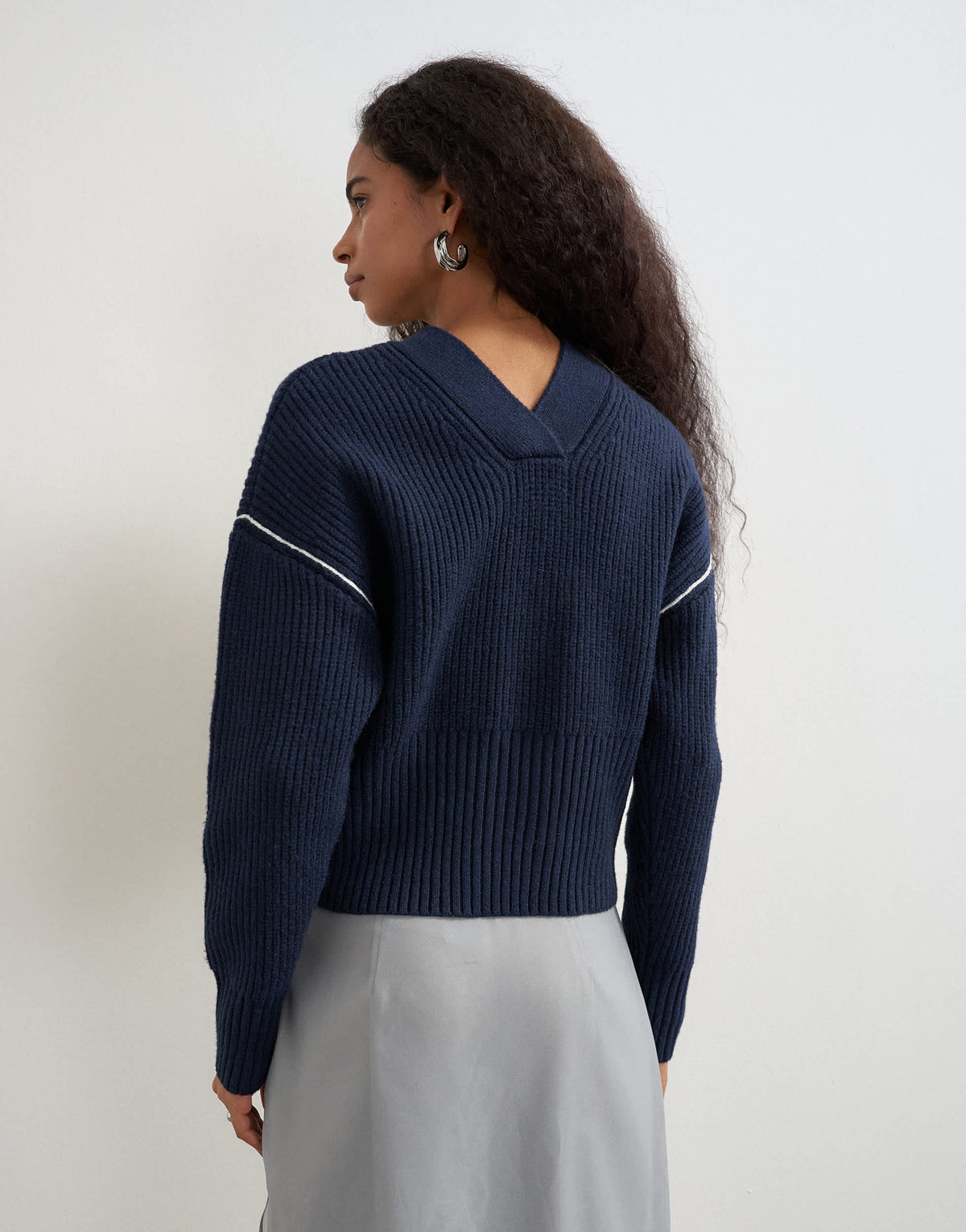 Topshop knitted v neck button front cardigan in midnight
