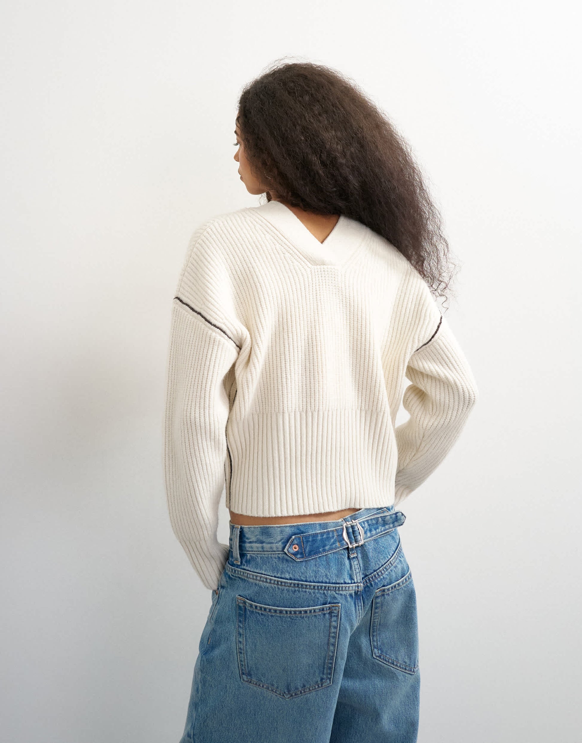 Topshop knitted v neck button front cardigan in ivory