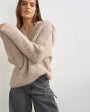 Topshop knitted chunky shawl collar jumper in oat