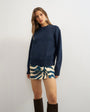 Topshop knitted crew neck front pocket jumper in midnight