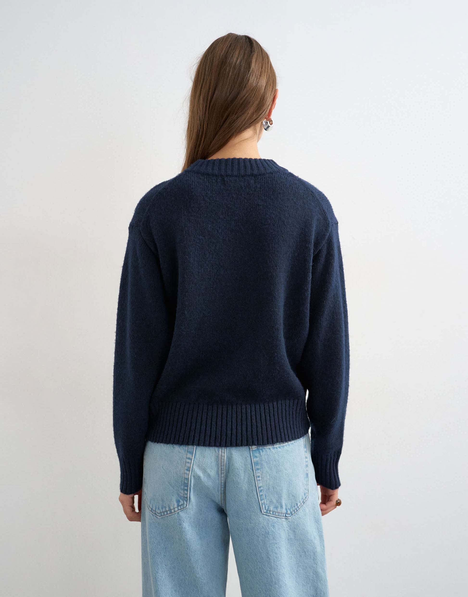 Topshop knitted pocket jumper in midnight