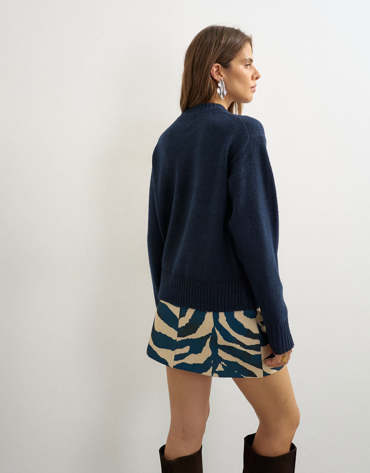 Topshop knitted pocket jumper in midnight