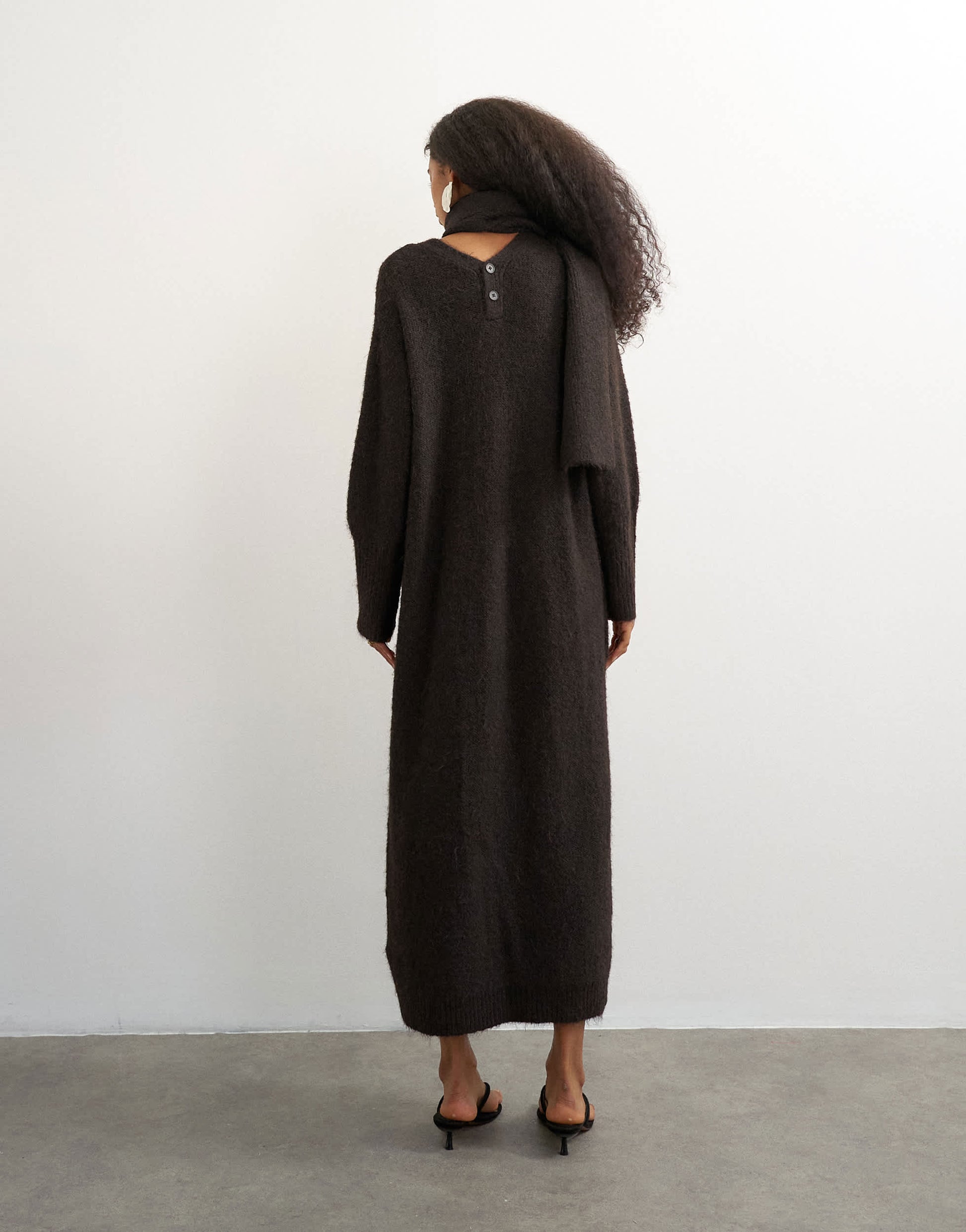 Topshop knitted maxi cardigan with button detail in tobacco
