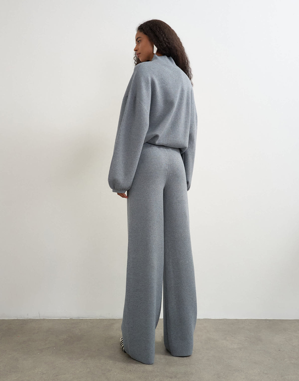 Topshop knitted co-ord tie detail trouser in grey