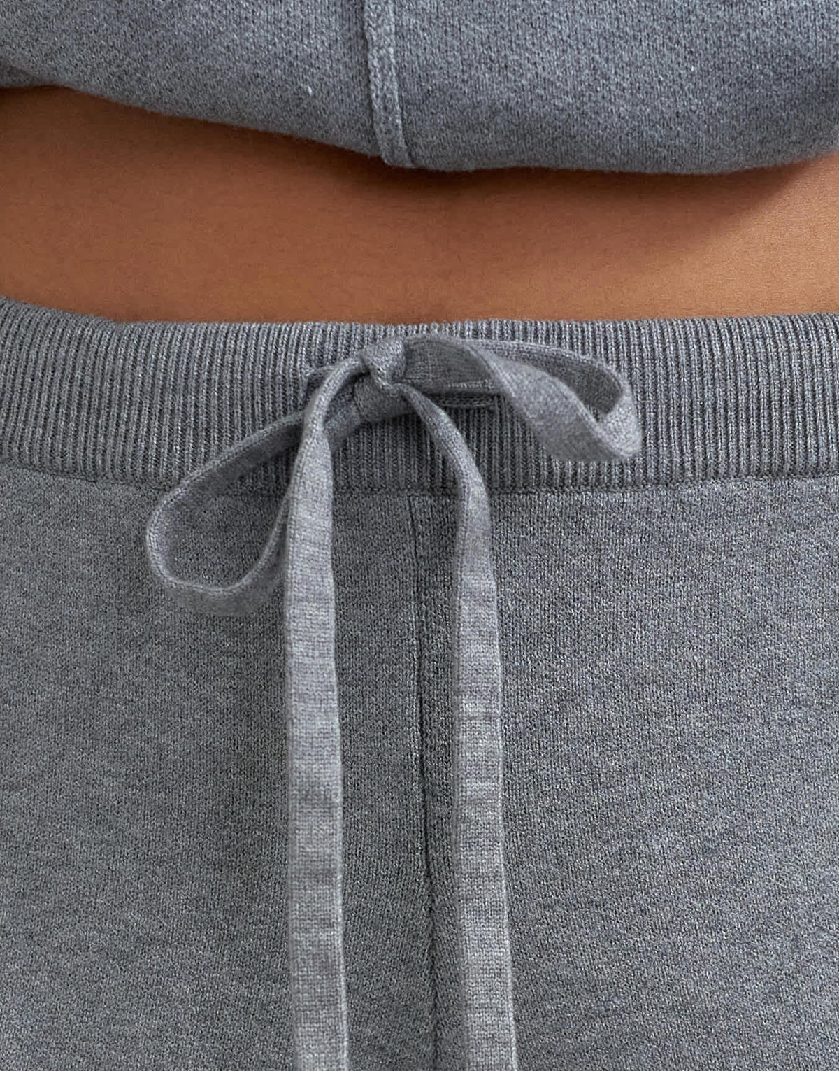 Topshop knitted co-ord tie detail trouser in grey