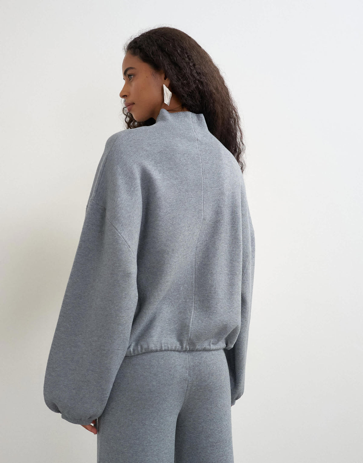 Topshop knitted funnel neck cinch hem co-ord jumper in grey