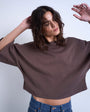 Topshop super wide sleeve tee in chocolate