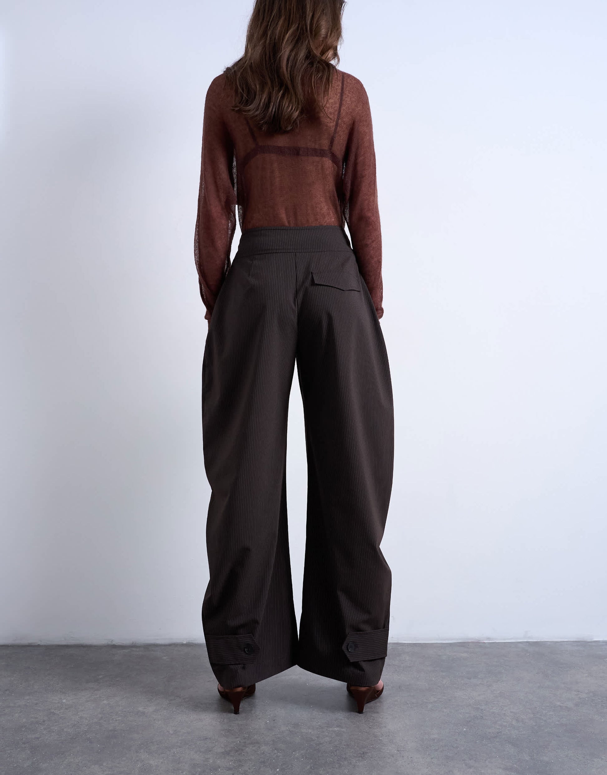 Topshop stripe tailored barrel leg trouser