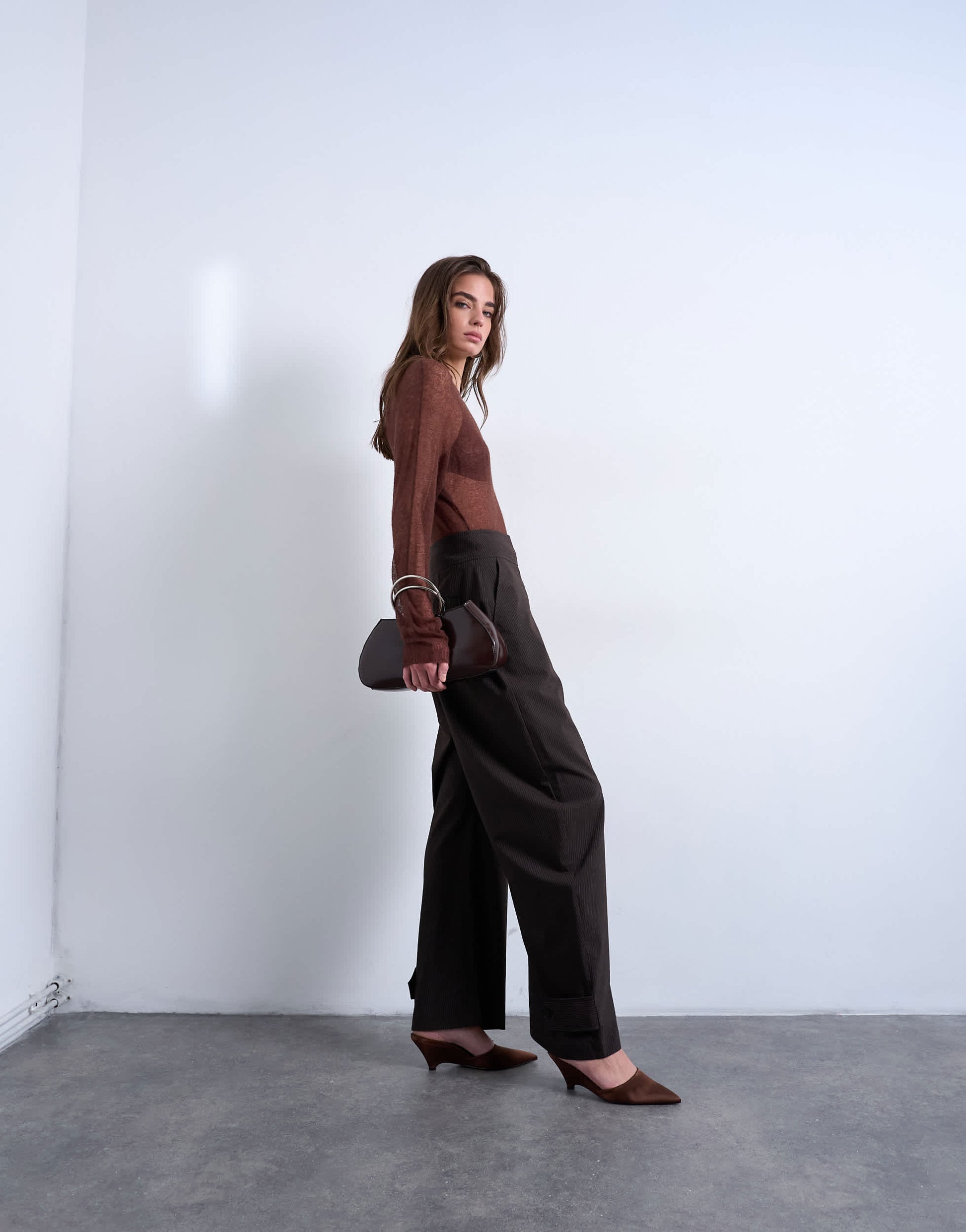 Topshop stripe tailored barrel leg trouser