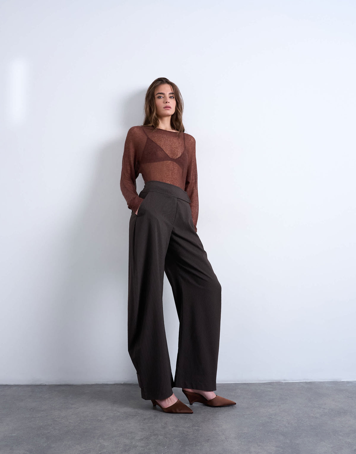 Topshop stripe tailored barrel leg trouser