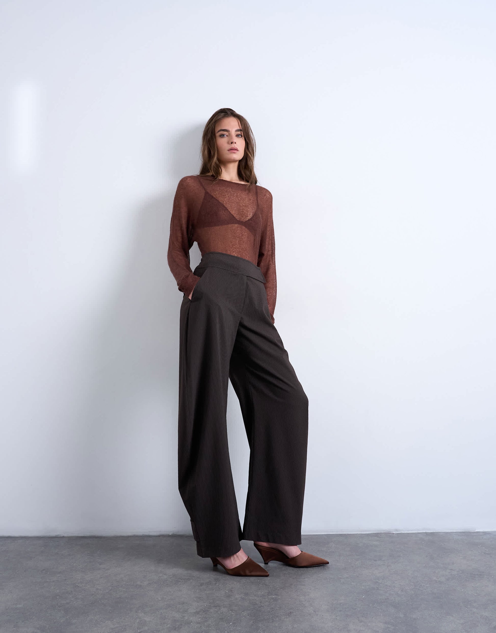 Topshop stripe tailored barrel leg trouser