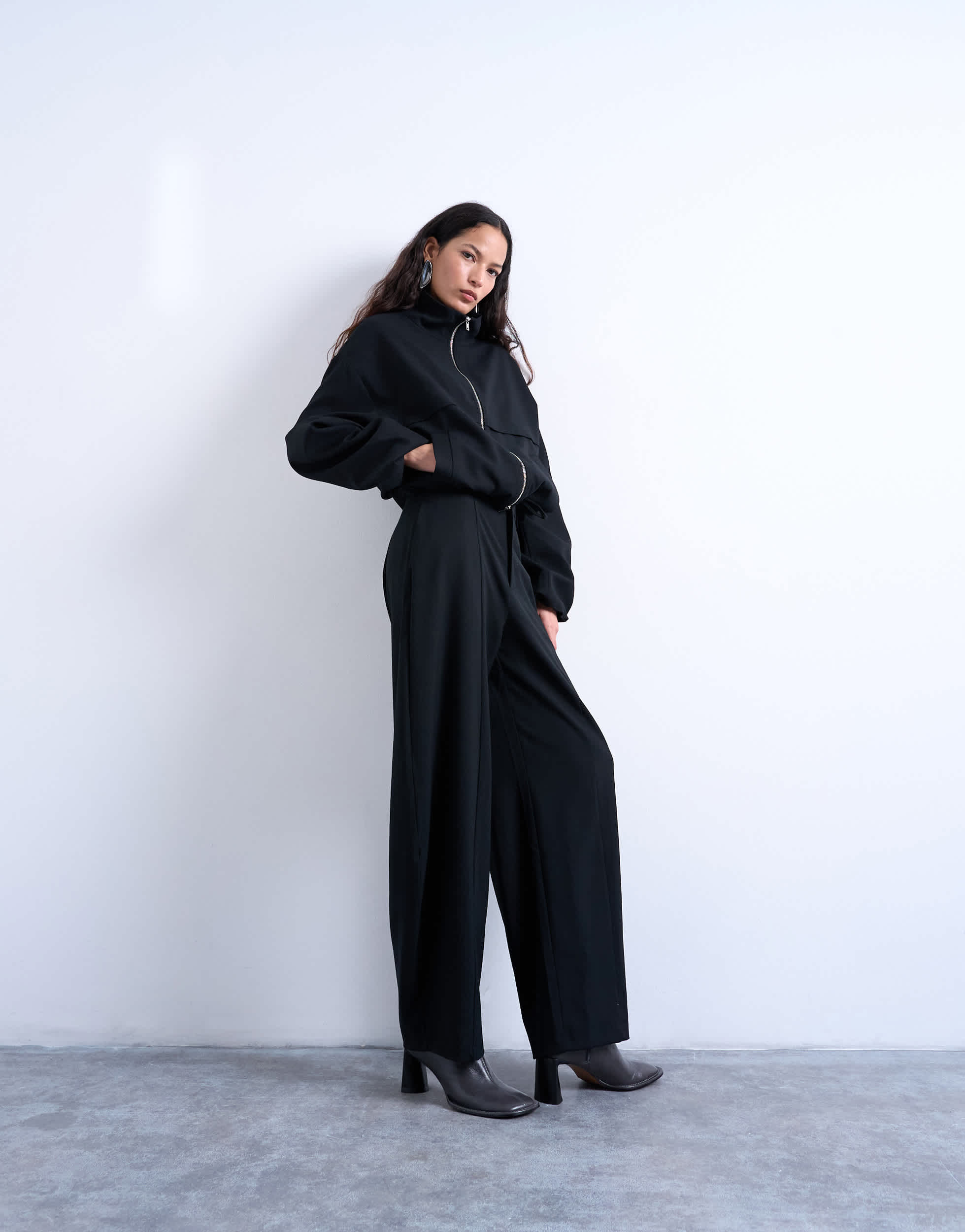 Topshop co ord barrel trouser in black