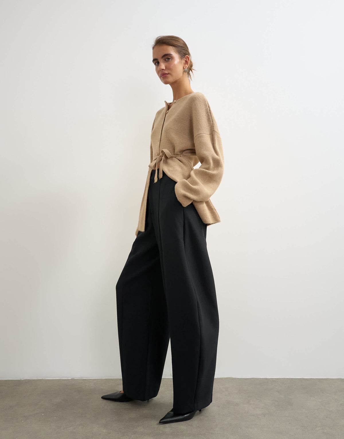 Topshop co ord barrel trouser in black