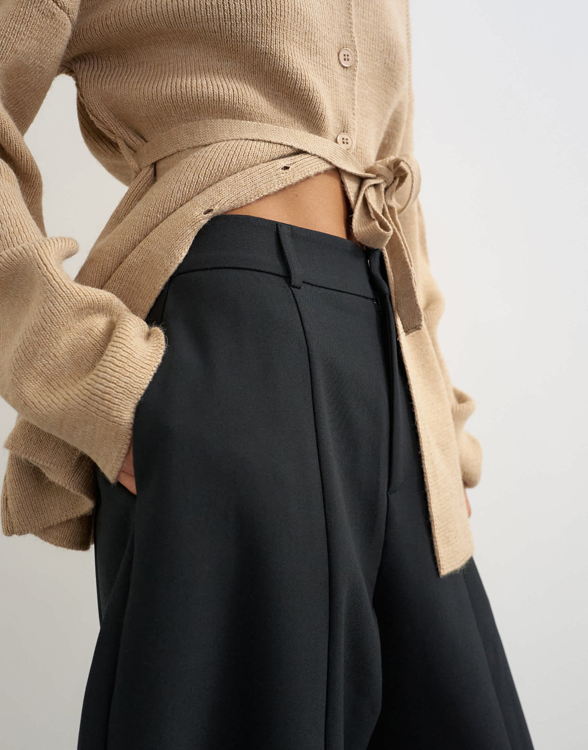 Topshop co ord barrel trouser in black