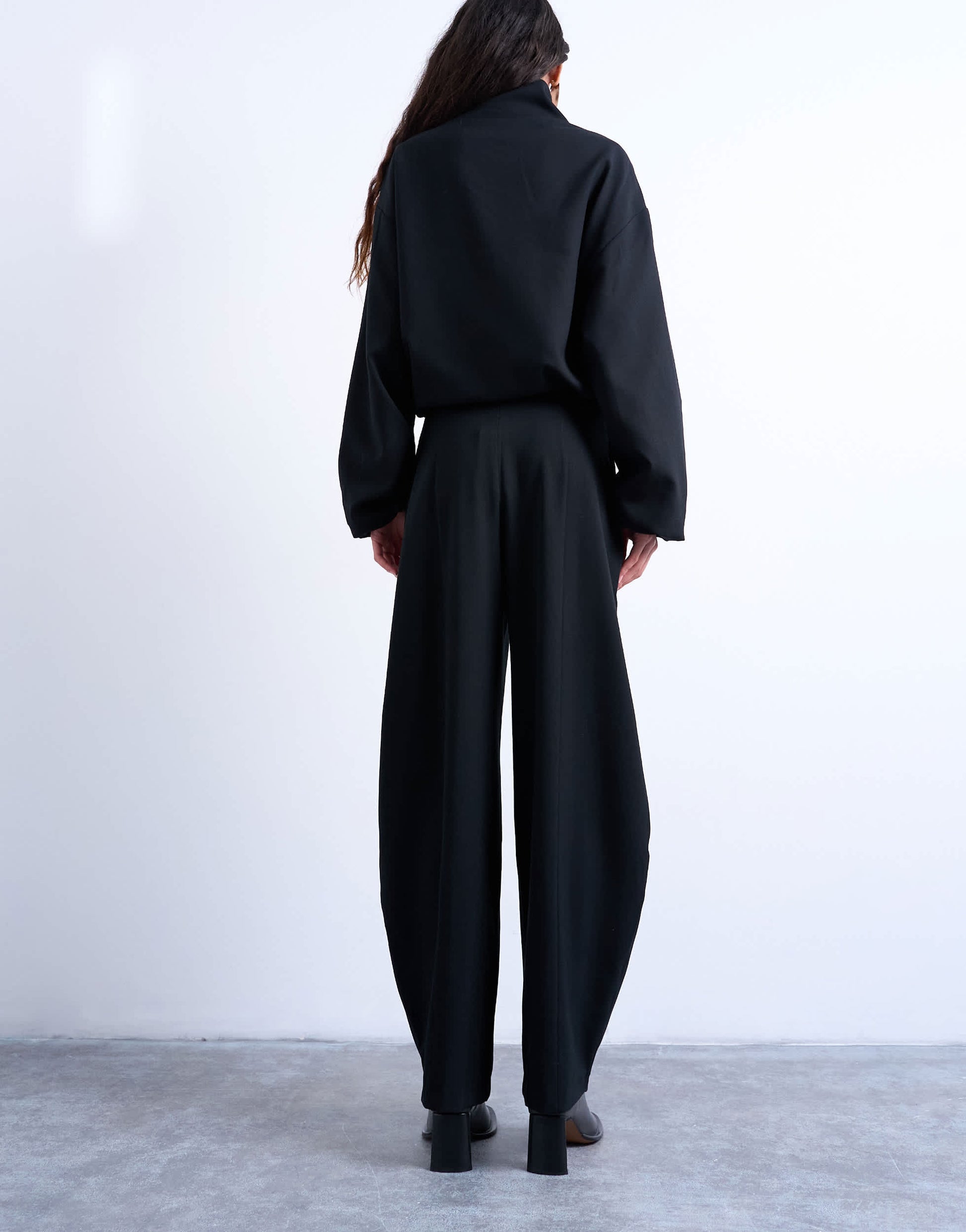 Topshop co ord barrel trouser in black