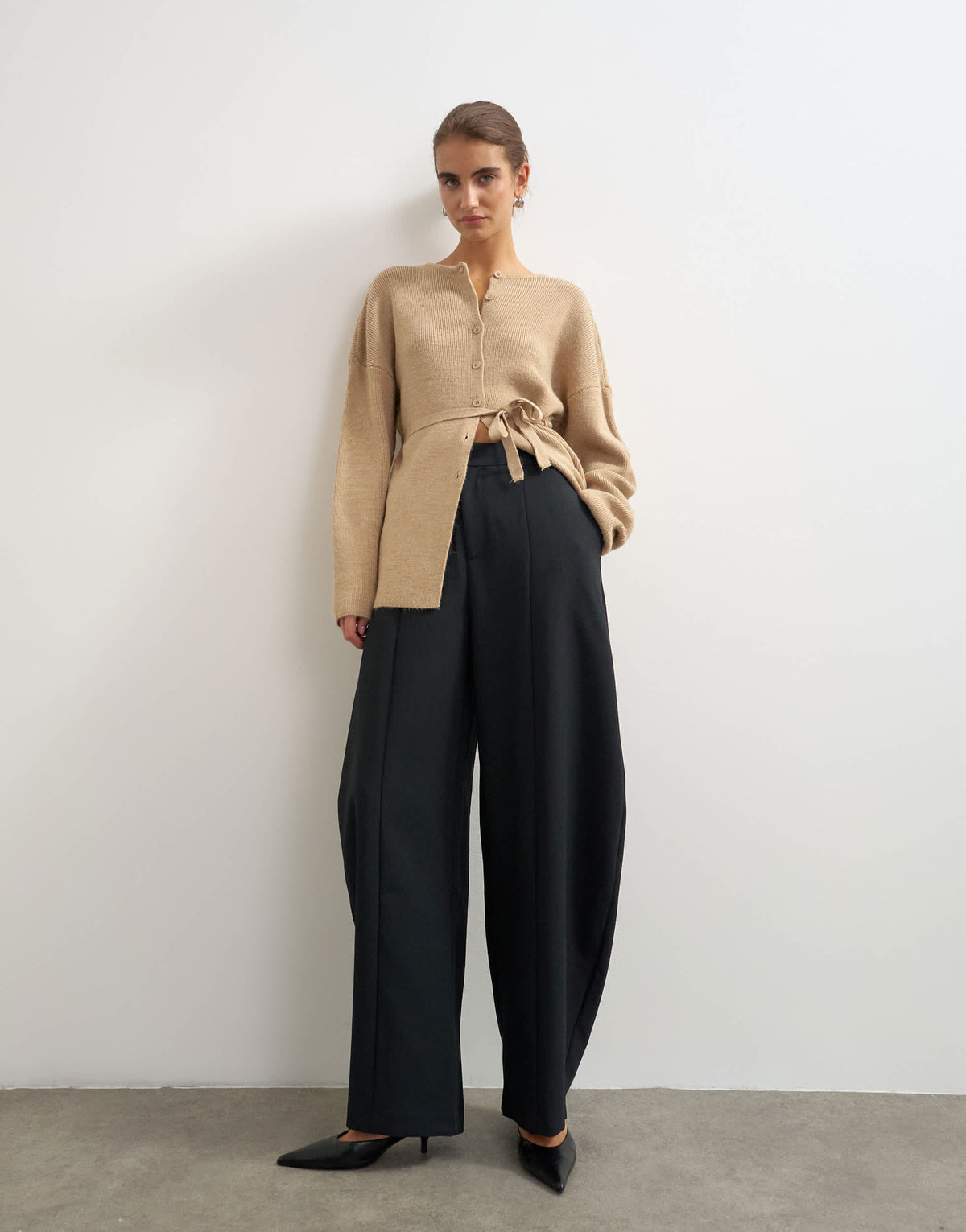 Topshop co ord barrel trouser in black