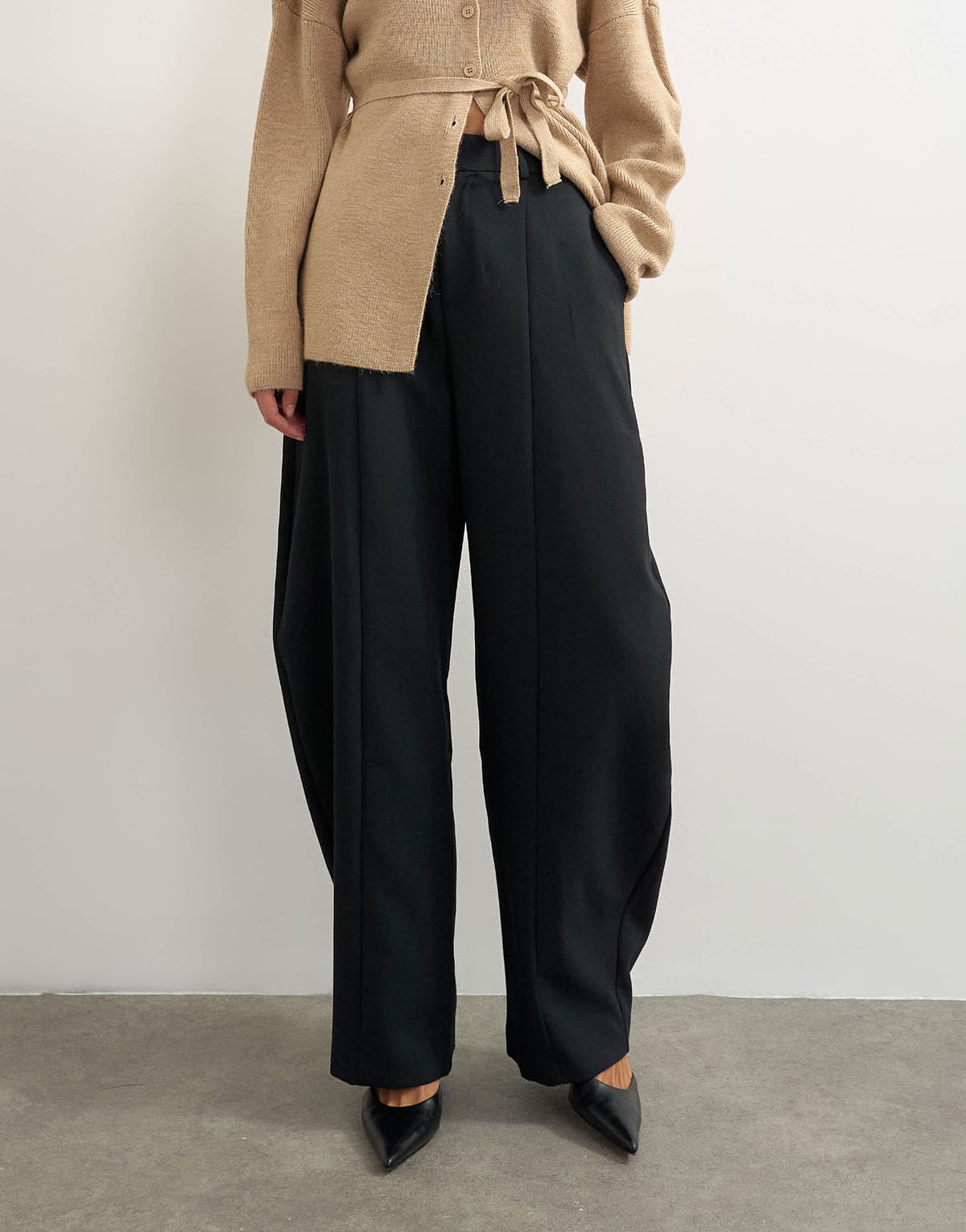 Topshop co ord barrel trouser in black