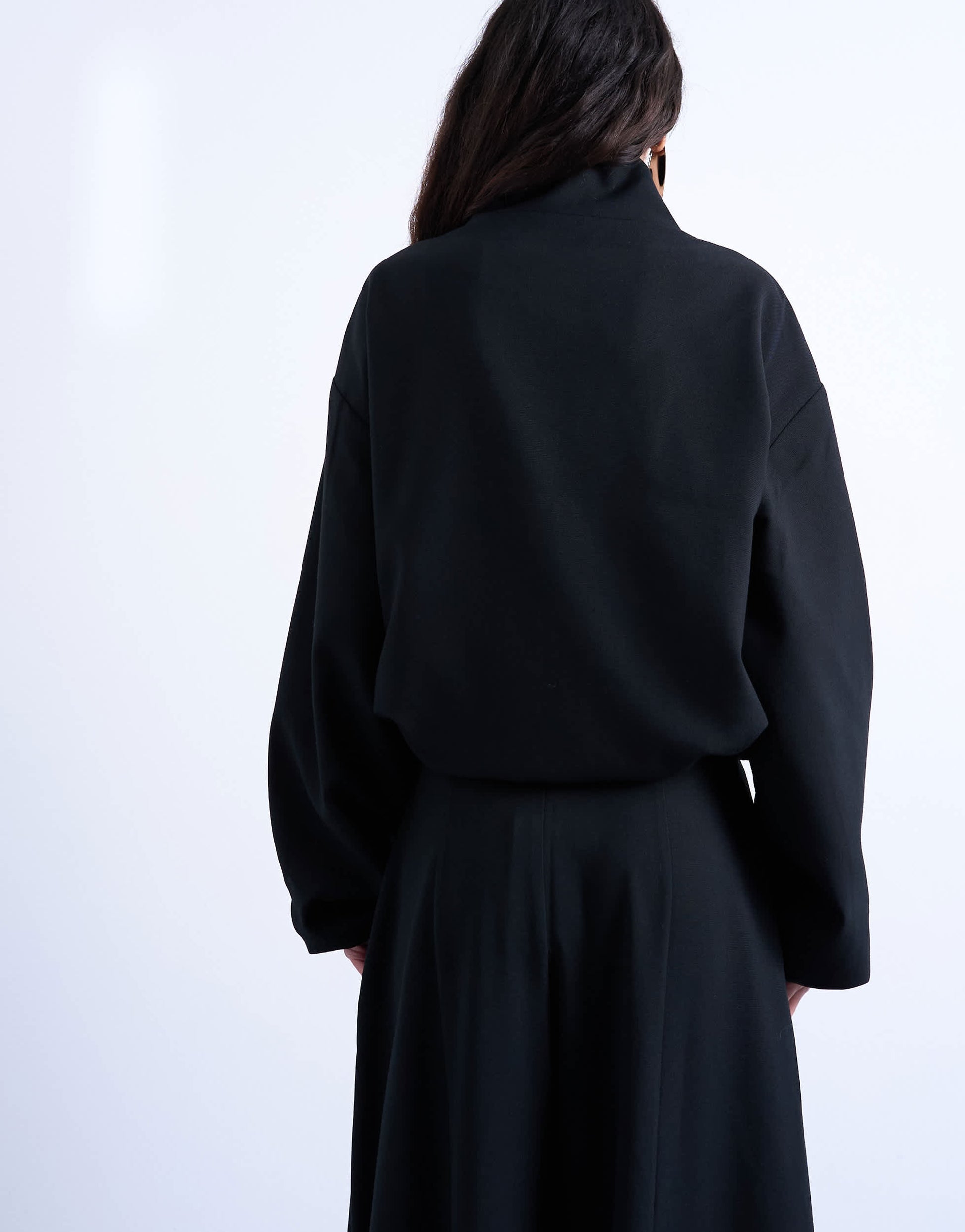 Topshop funnel neck jacket in black
