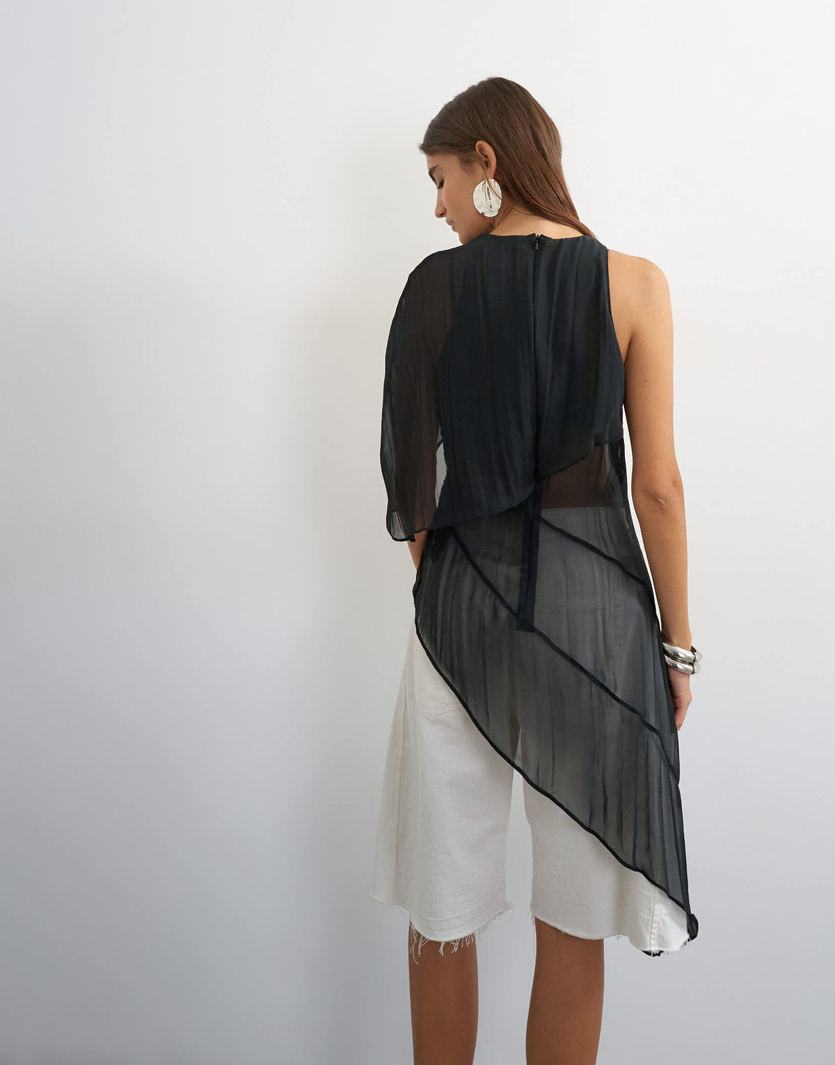 Topshop one shoulder cape detail tunic in black