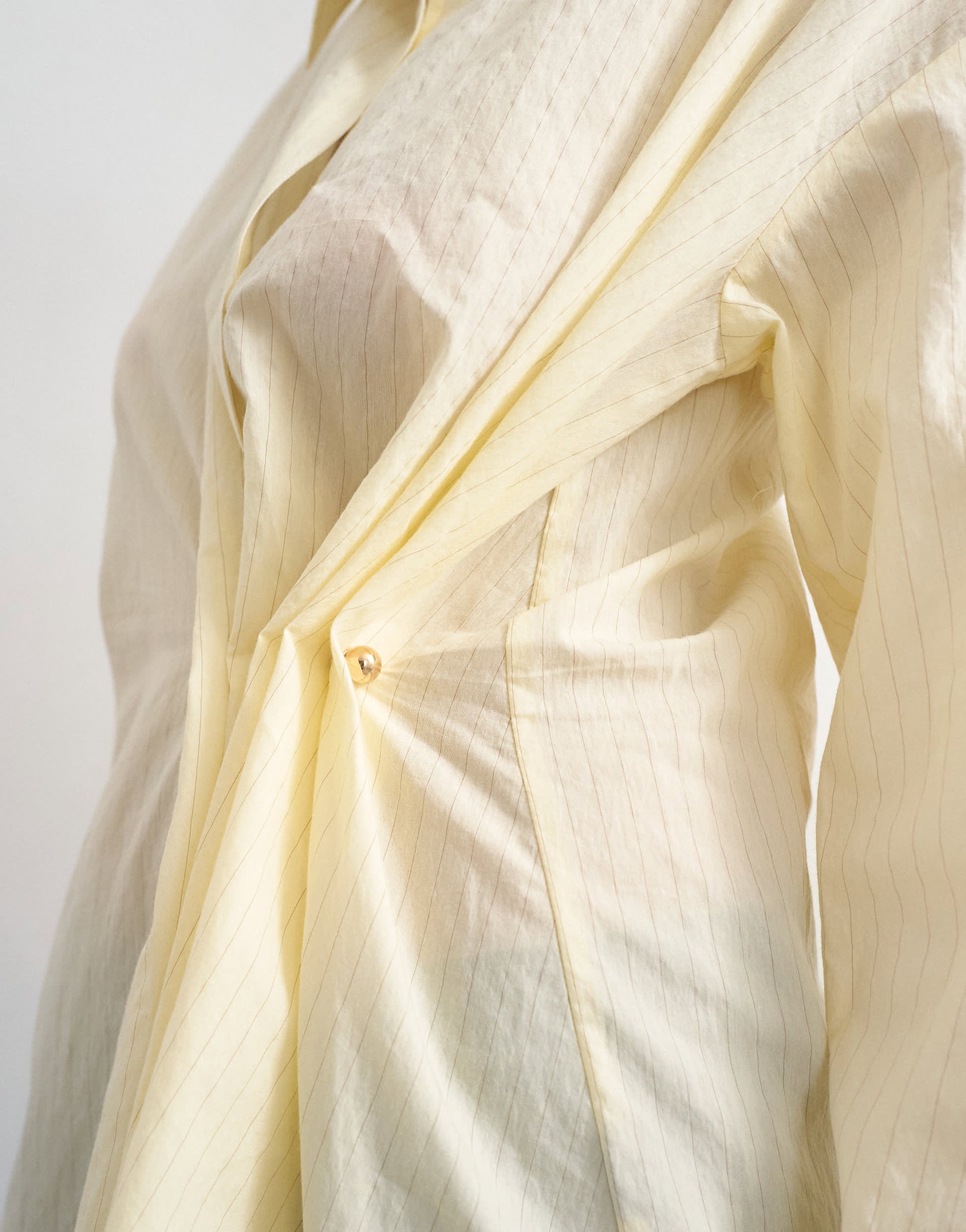 Topshop cinch front detail shirt in yellow stripe