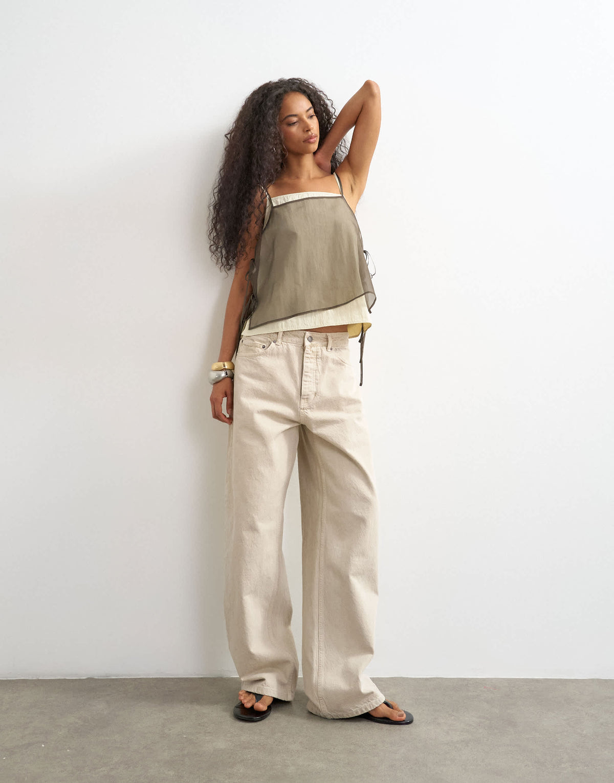 Topshop double layer tie side cami in brown