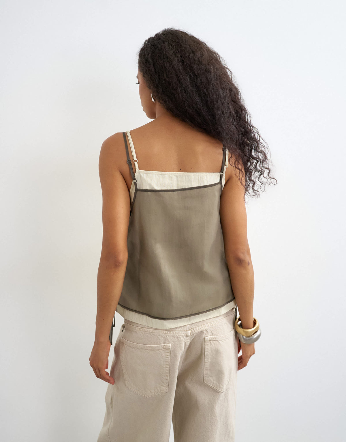Topshop double layer tie side cami in brown
