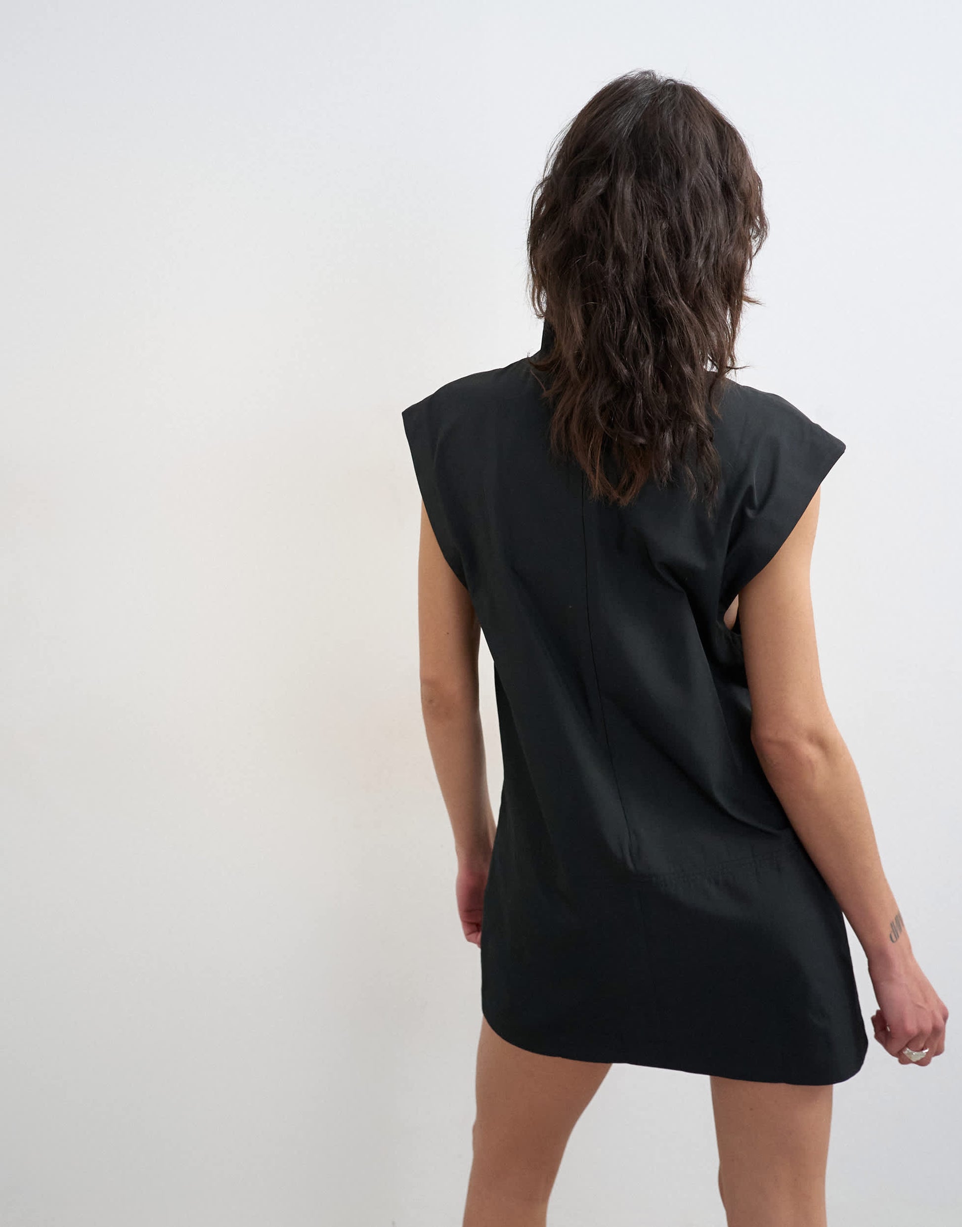 Topshop techy funnel neck mini shift dress in black