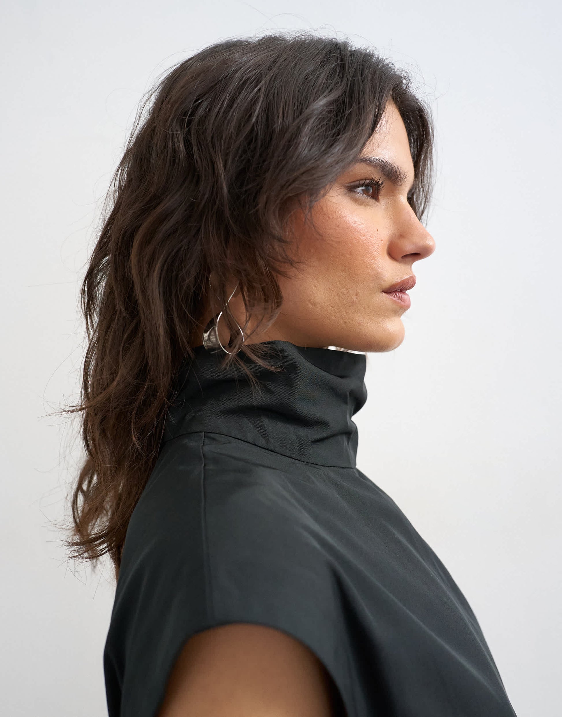 Topshop techy funnel neck mini shift dress in black