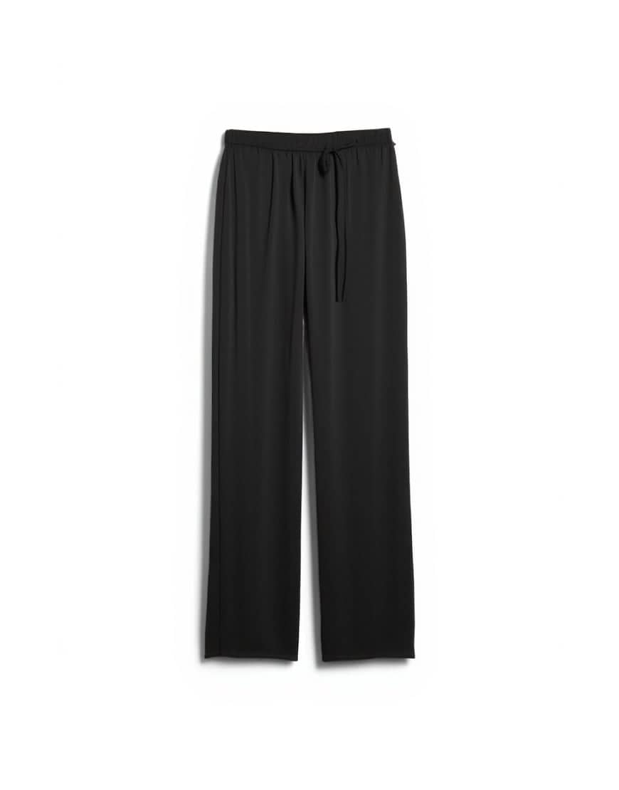 Topshop satin tie waist wide leg trouser in black