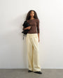 Topshop cord wide leg pull on trouser in stone