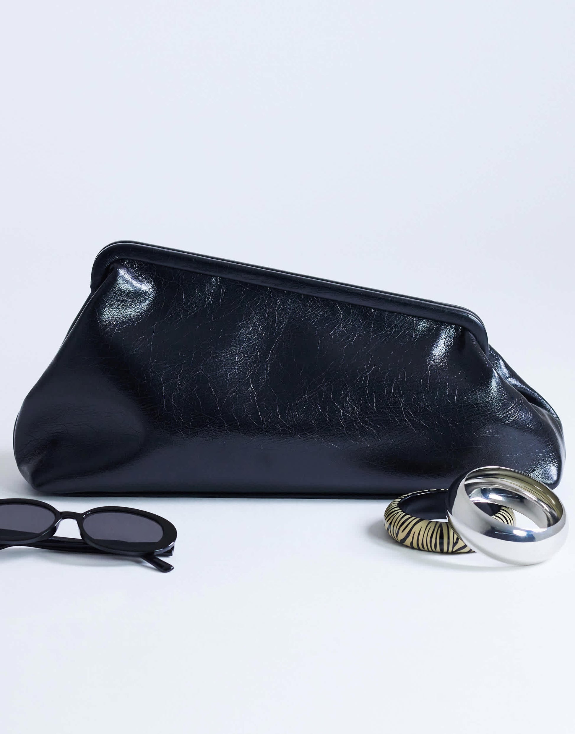 Topshop Anna medium angular clutch bag in black