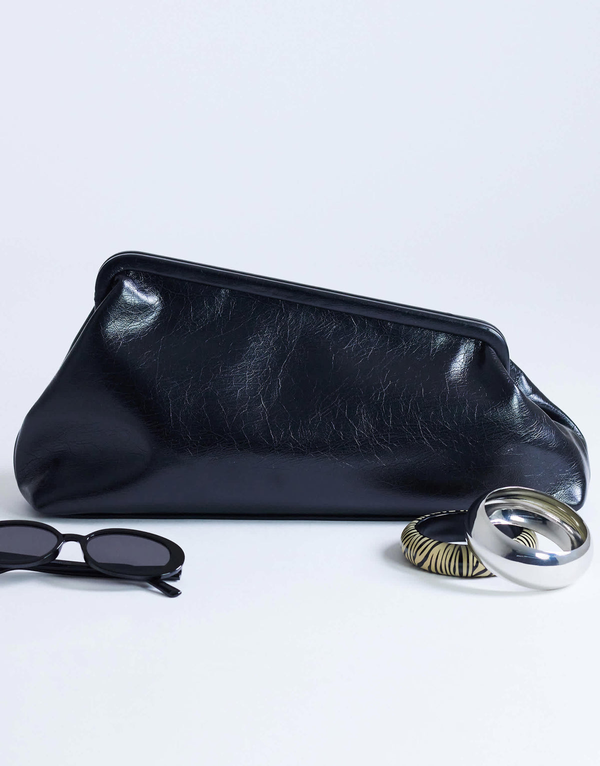 Topshop Anna medium angular clutch bag in black