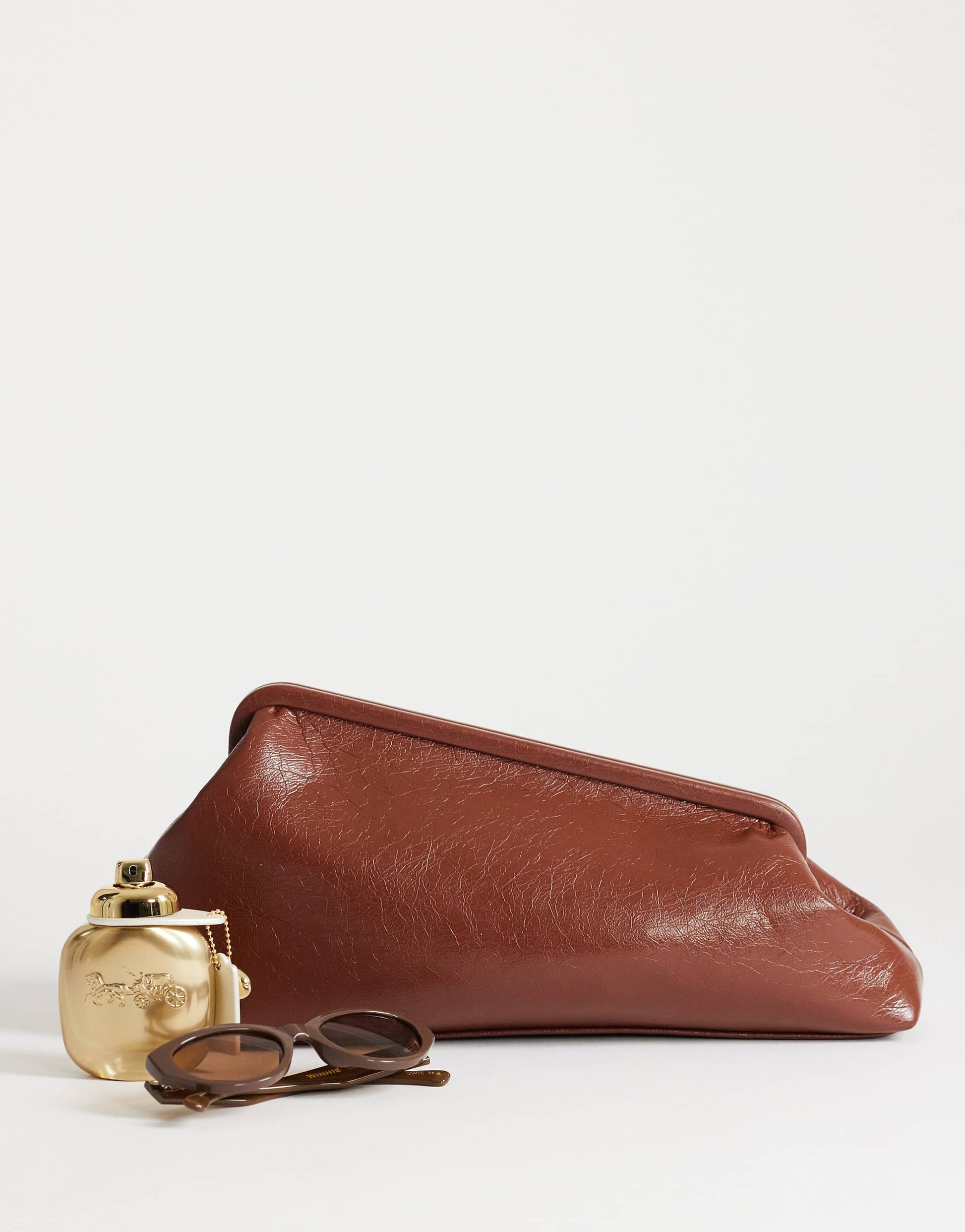 Topshop Anna medium angular clutch bag in tan
