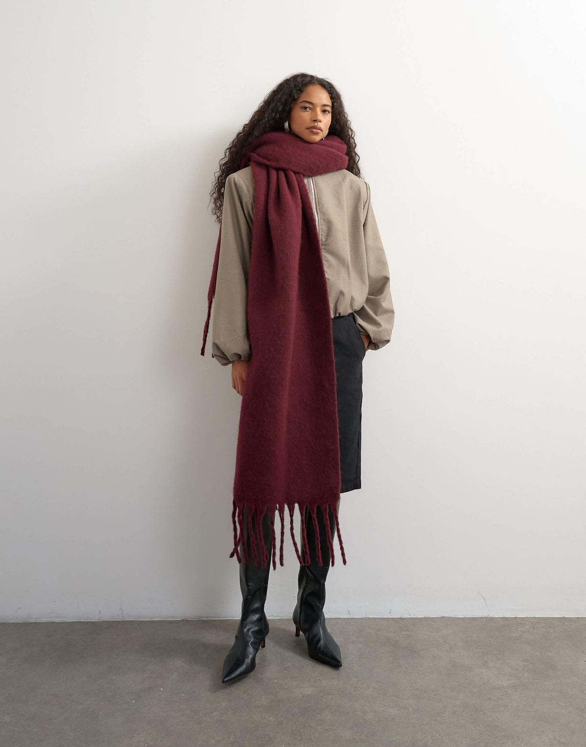 Topshop Sydney blanket scarf in maroon