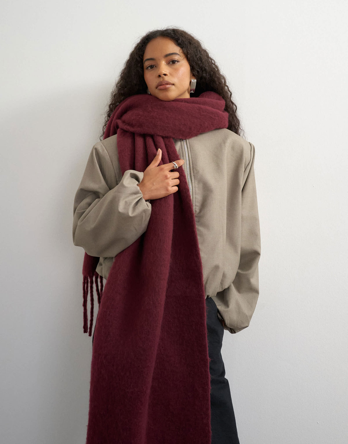 Topshop Sydney blanket scarf in maroon