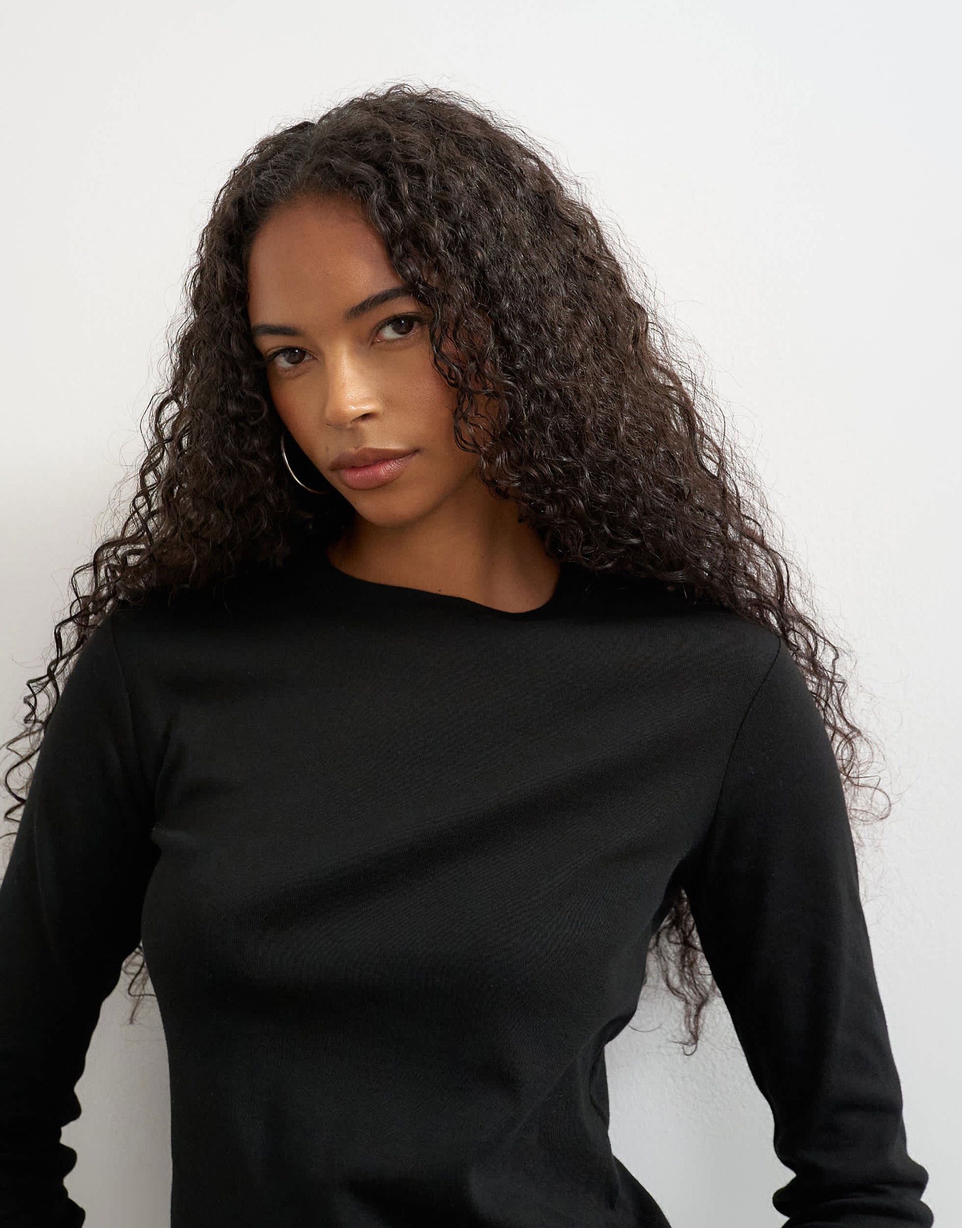 Topshop long sleeve everyday tee in black