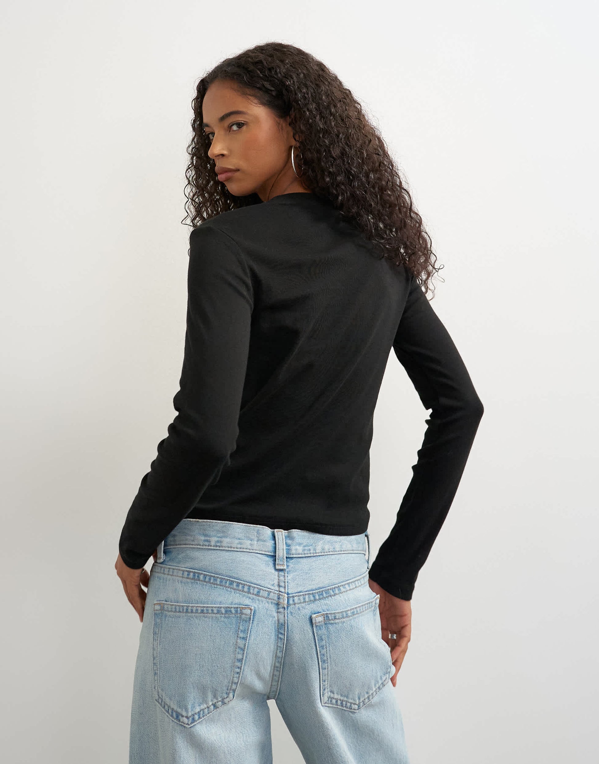 Topshop long sleeve everyday tee in black