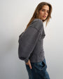 Topshop v-neck cinch waist sweat in grey